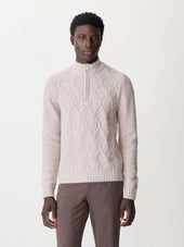 Pull Col Zipp En Laine M Lang E Beige