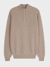 Pull Col Boutonn En Cachemire Beige