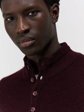Pull Col Boutonn En Cachemire Bordeaux