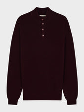 Pull Col Boutonn En Cachemire Bordeaux