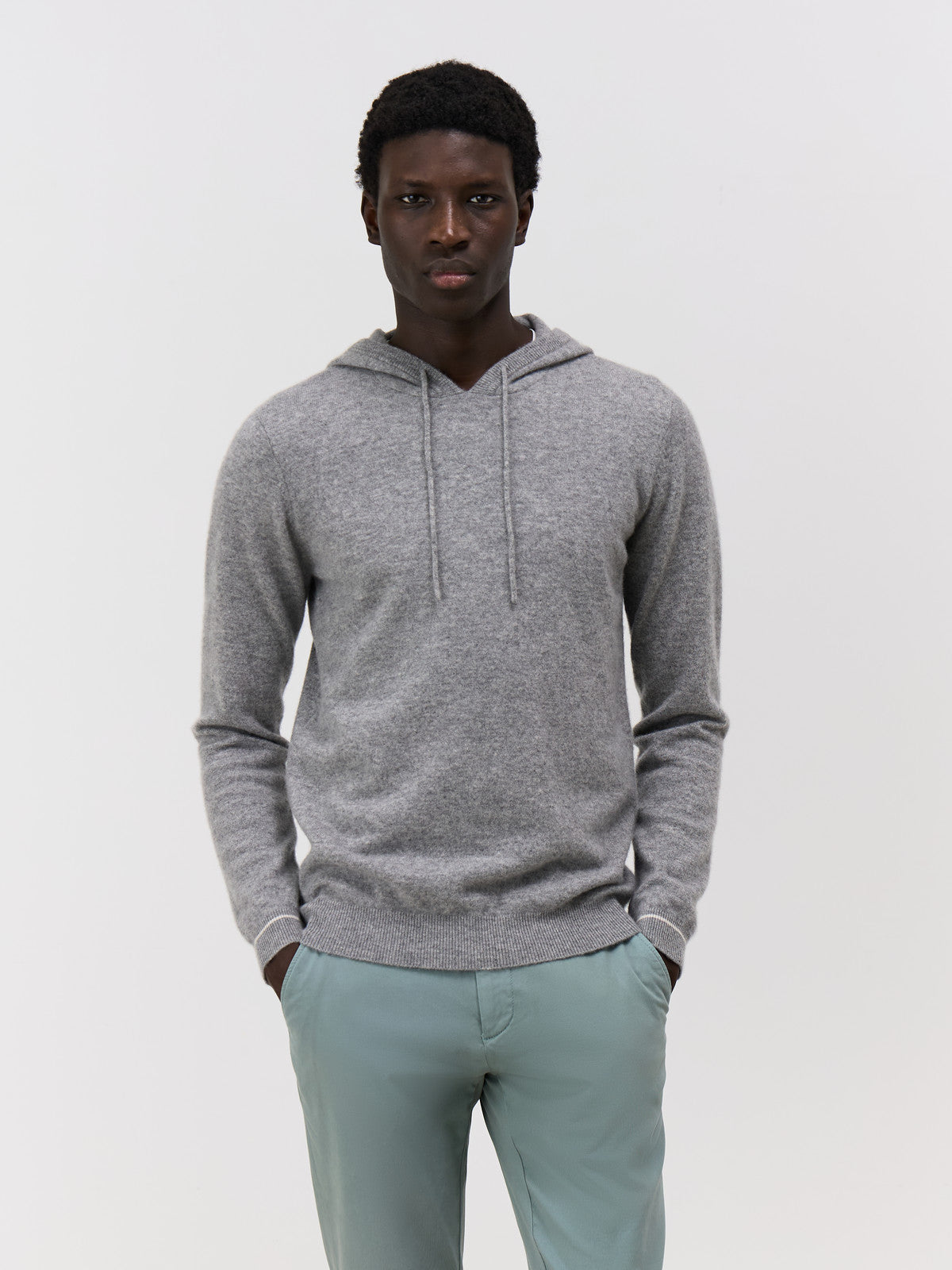 Pull Capuche En Cachemire Gris