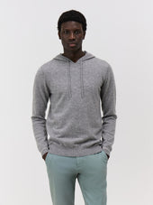Pull à capuche en cachemire gris