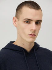 Pull Capuche En Cachemire Bleu Indigo