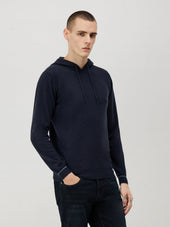 Pull à capuche en cachemire bleu indigo