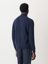 Pull Col Boutonn En Cachemire Bleu Indigo