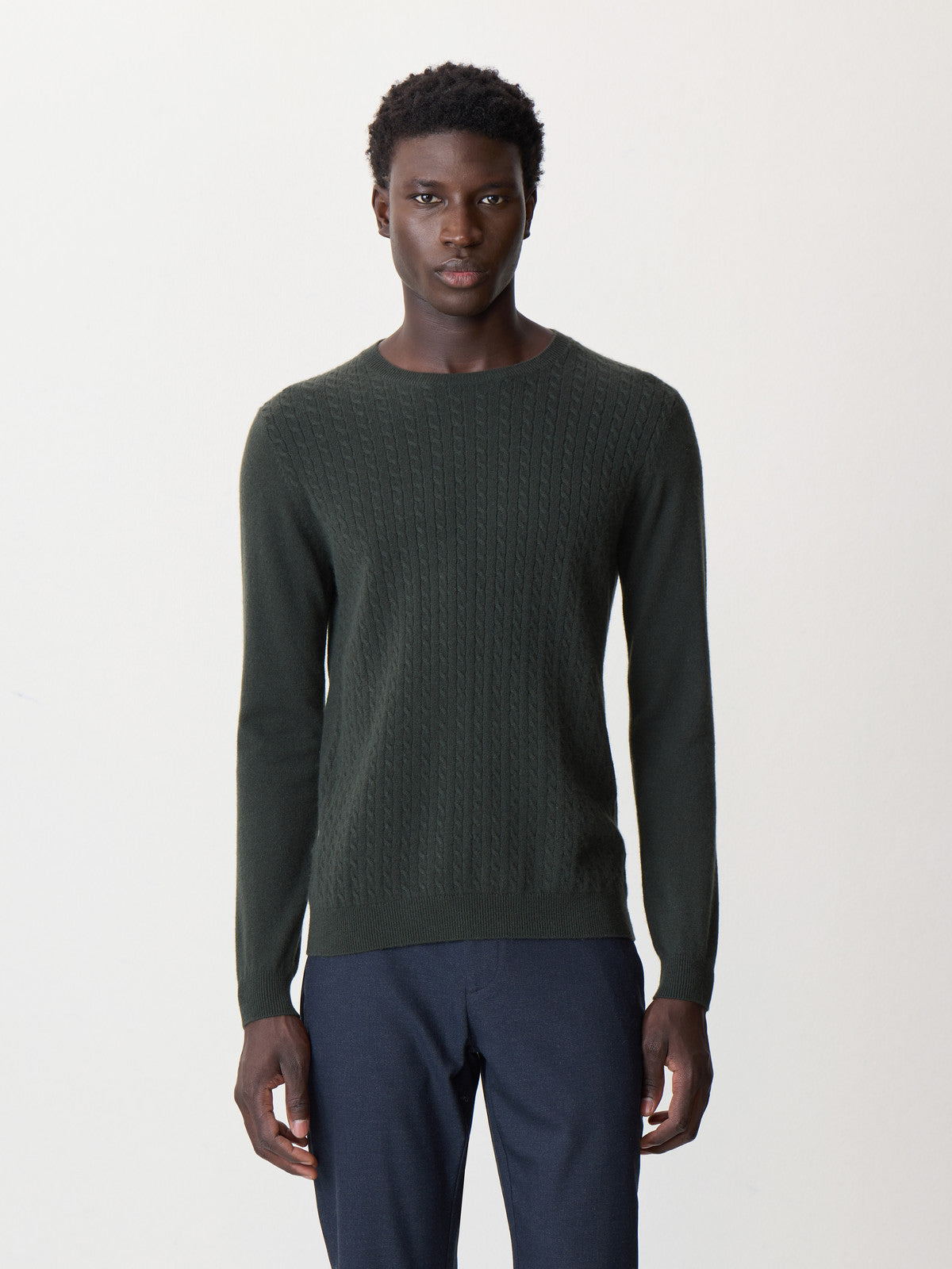 Pull Col Rond En Cachemire Kaki