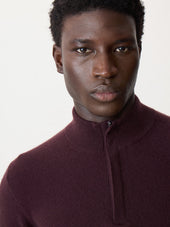 Pull Col Zipp En Cachemire Bordeaux