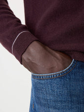 Pull Col Zipp En Cachemire Bordeaux