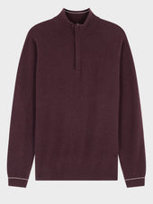 Pull Col Zipp En Cachemire Bordeaux