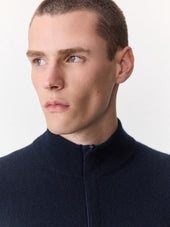 Pull Col Zipp En Cachemire Bleu Marine