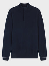 Pull Col Zipp En Cachemire Bleu Marine