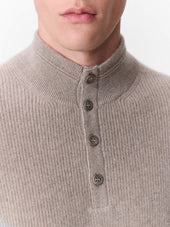 Pull Col Boutonn En Cachemire Marron
