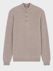 Pull Col Boutonn En Cachemire Marron