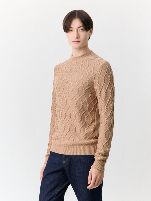 Pull col cheminée camel