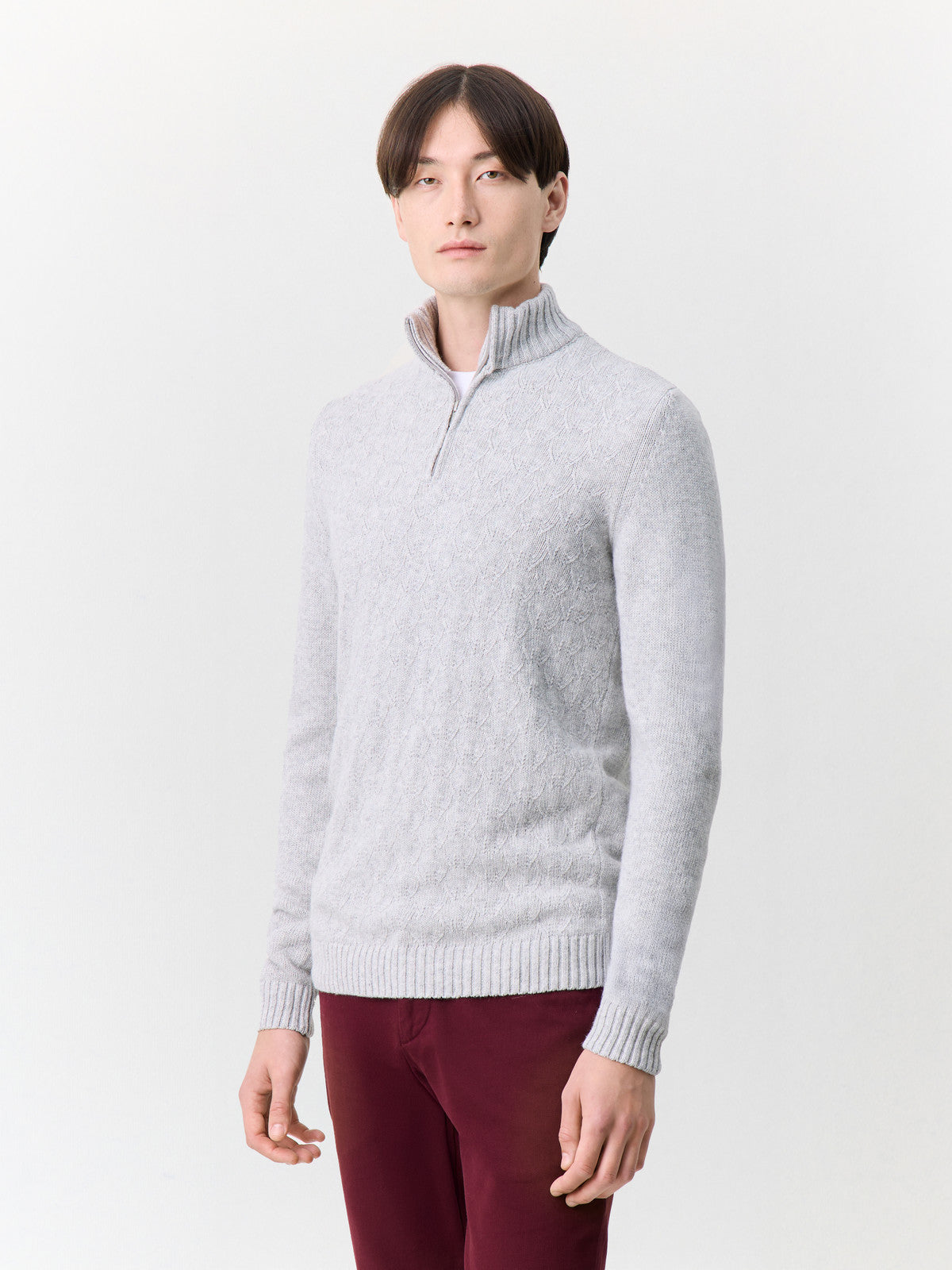 Pull Col Zipp En Laine M Lang E Grise