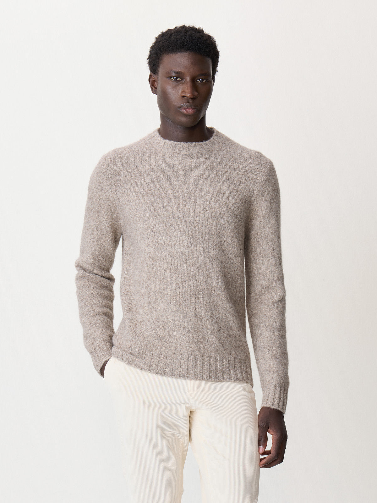 Pull Col Rond En Laine M Lang E Grise