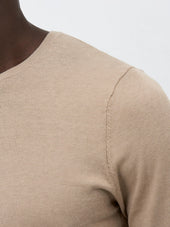 Pull Col Rond En Coton Et Soie Beiges