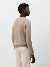 Pull Col Rond En Coton Et Soie Beiges