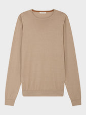 Pull Col Rond En Coton Et Soie Beiges