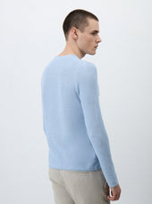 Pull Col Tunisien En Lin Et Coton Bleu Ciel