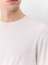 Pull Col Rond En Coton Et Soie Beige Clair
