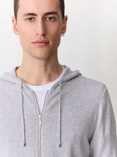 Gilet Capuche Zipp En Coton Gris