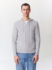 Gilet à capuche zippé en coton gris