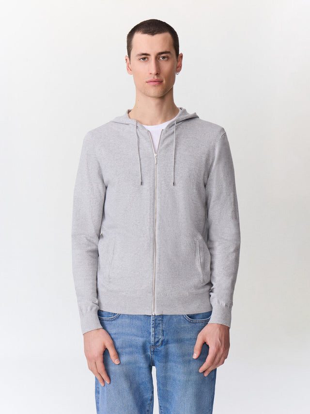 Gilet à capuche zippé en coton gris
