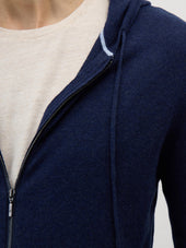 Gilet Capuche Zipp En Coton Bleu Indigo