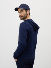 Gilet Capuche Zipp En Coton Bleu Indigo