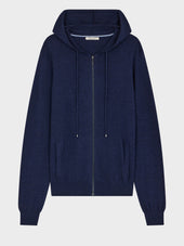 Gilet Capuche Zipp En Coton Bleu Indigo