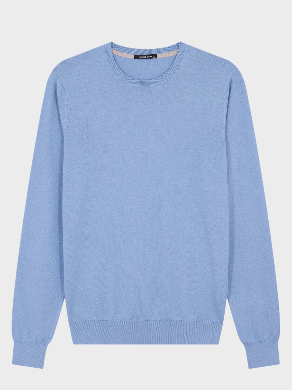 Pull Col Rond En Coton Et Soie Bleu Jeans