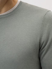 Pull Col Rond En Coton Et Soie Kaki