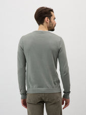 Pull Col Rond En Coton Et Soie Kaki
