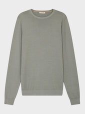 Pull Col Rond En Coton Et Soie Kaki