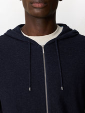 Gilet Capuche Zipp En Coton Bleu Marine