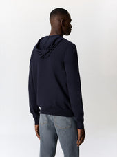 Gilet Capuche Zipp En Coton Bleu Marine