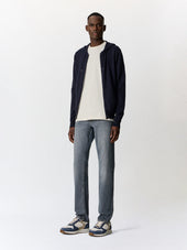 Gilet Capuche Zipp En Coton Bleu Marine
