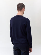 Pull Col Rond En Coton Et Soie Bleu Marine