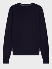 Pull Col Rond En Coton Et Soie Bleu Marine