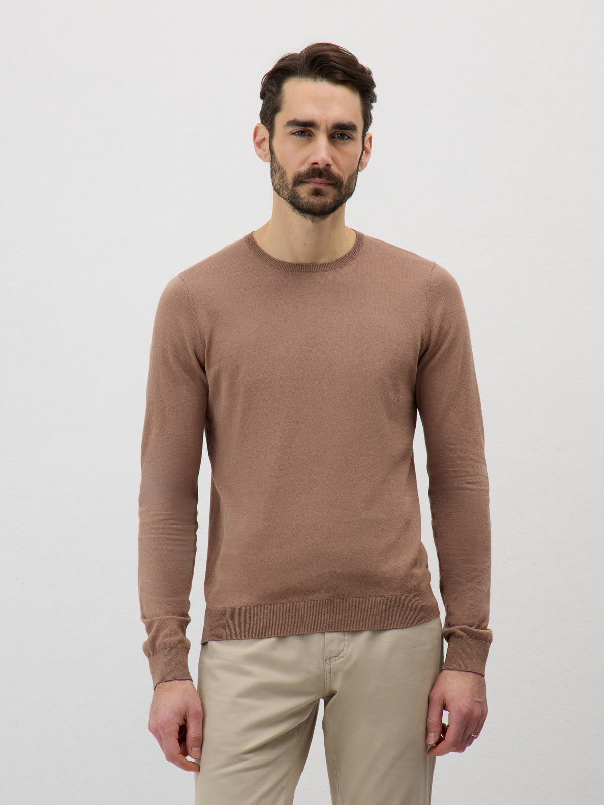 Pull Col Rond En Coton Et Soie