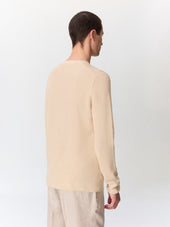 Pull Col Tunisien En Ramie Et Coton Beige Clair