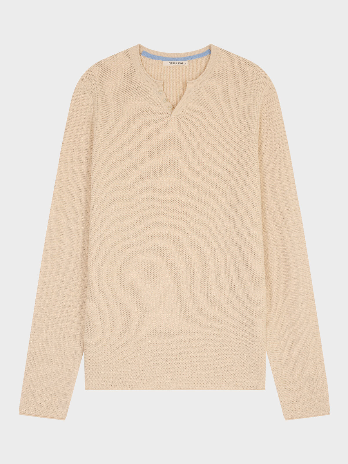 Pull Col Tunisien En Ramie Et Coton Beige Clair