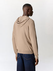Gilet Capuche Zipp En Coton Marron