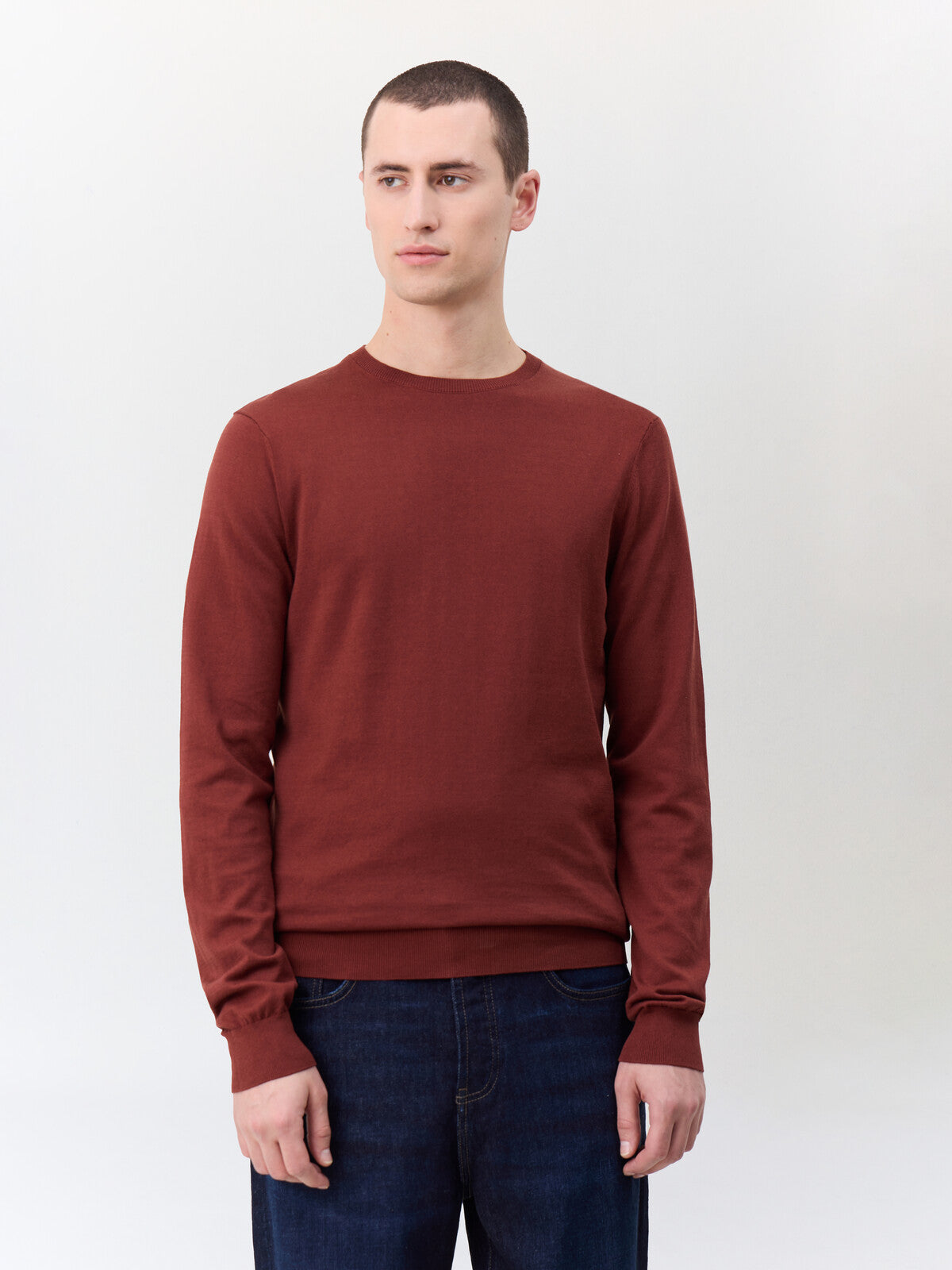 Pull Col Rond En Coton Et Soie
