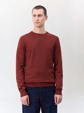 Pull col rond en coton et soie terracotta