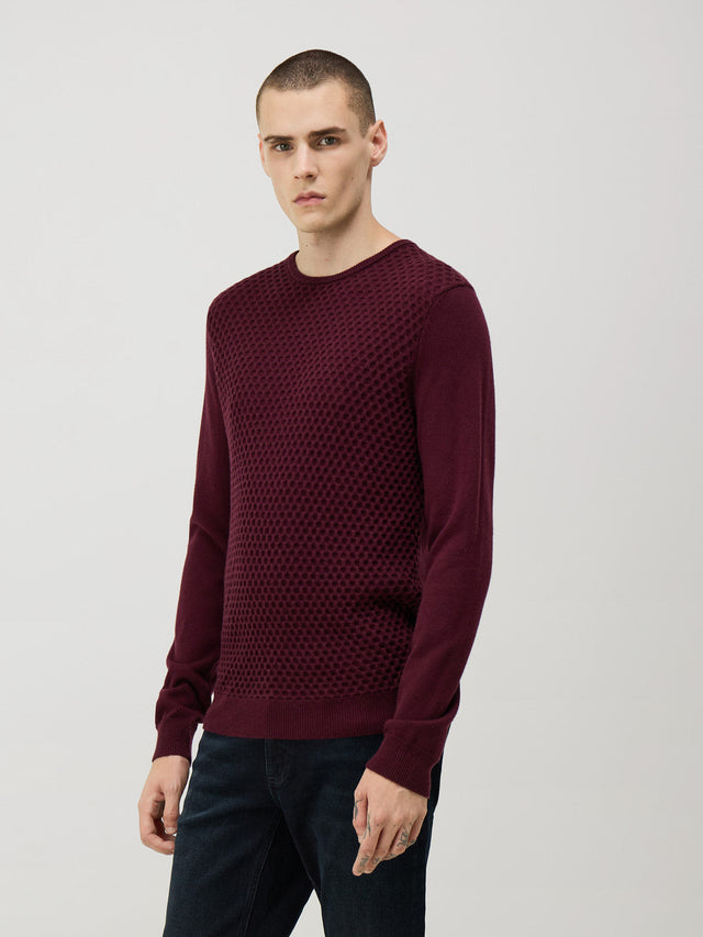 Pull col rond bordeaux