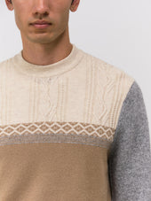 Pull Col Rond En Laine M Lang E Et Gris