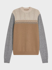 Pull Col Rond En Laine M Lang E Et Gris