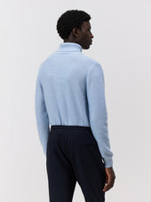 Pull Col Roul En Laine M Lang E Bleu Ciel